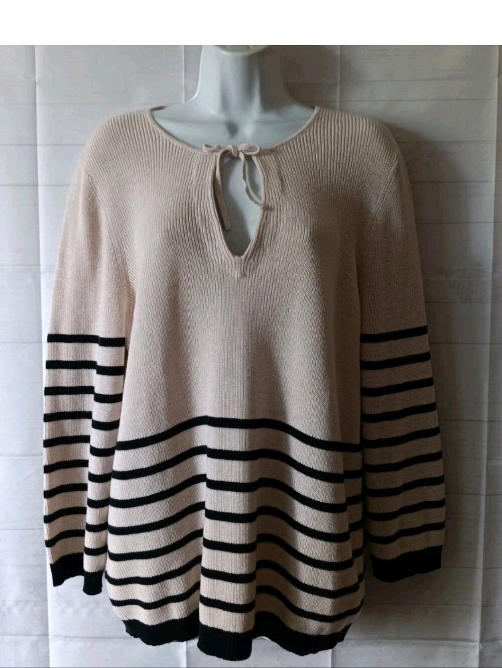 Edinburgh Knitwear Striped Linen Blend Tunic Sweater